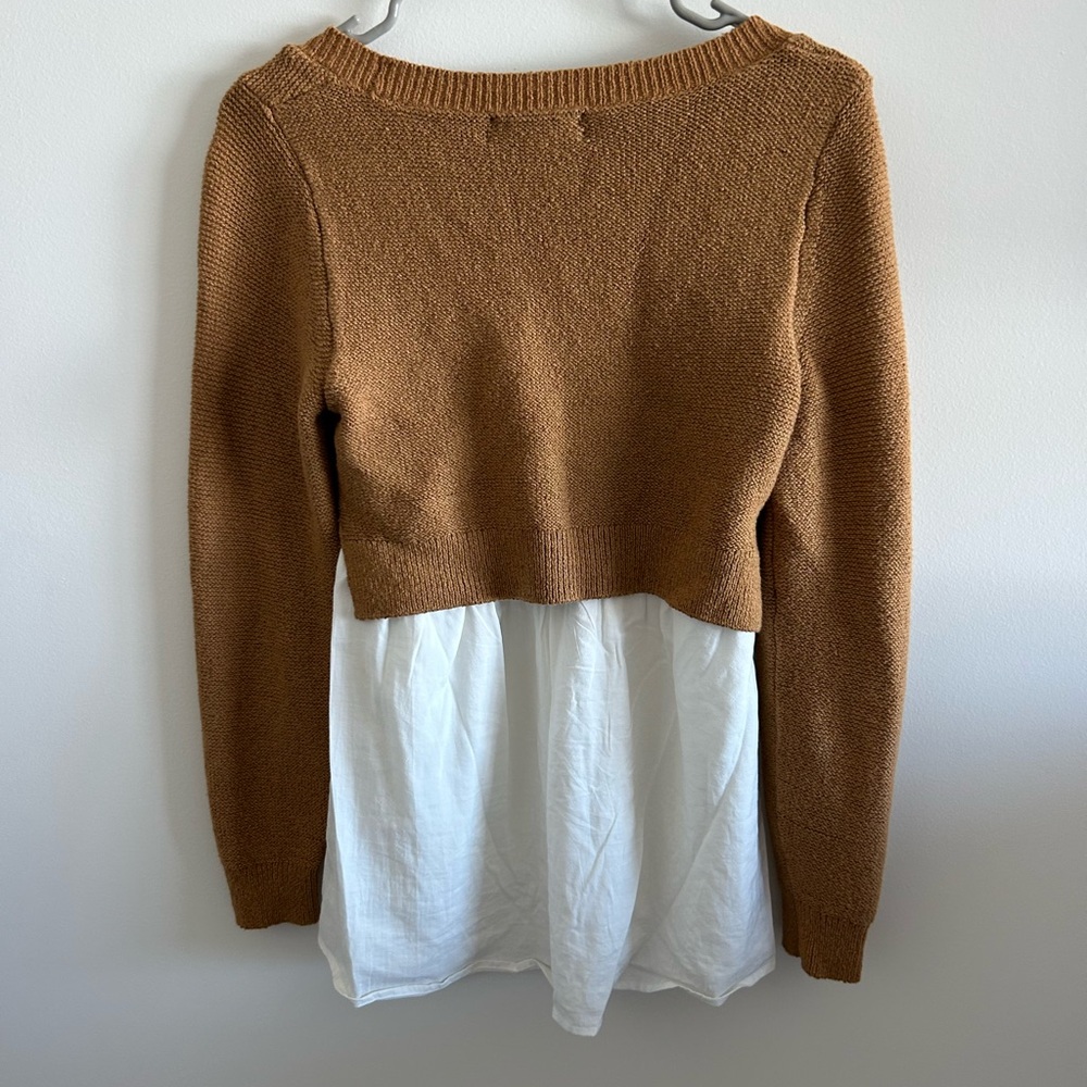 Anthropologie - Brown and White Blouse Women's Sweater - Picture 3 of 3